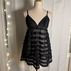 Anna Sui x Victoria Secret’s Black Lace Chemise with Sheer Ruffles